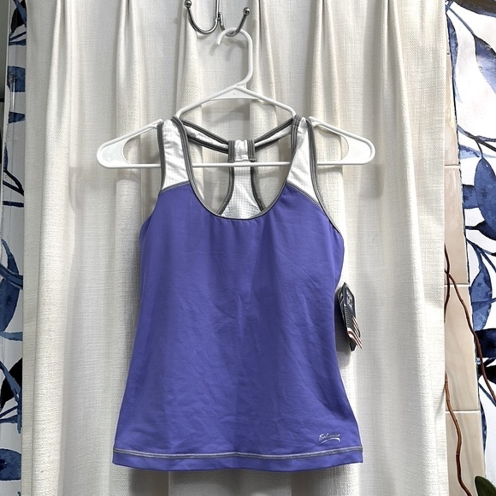 NWT Women’s Sofibella Purple & White Polyester & Spandex UV Tennis Golf Top XS